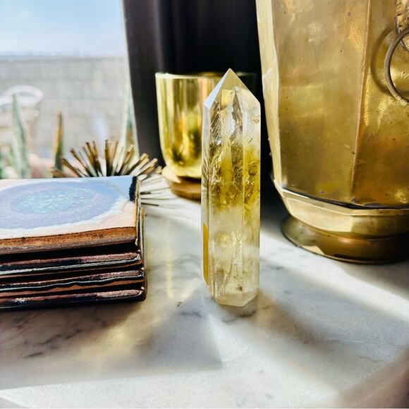 Citrine Polished Genuine 5” Crystal Point Boho Gypsy Meditation Yoga Gemstone - Picture 8 of 11